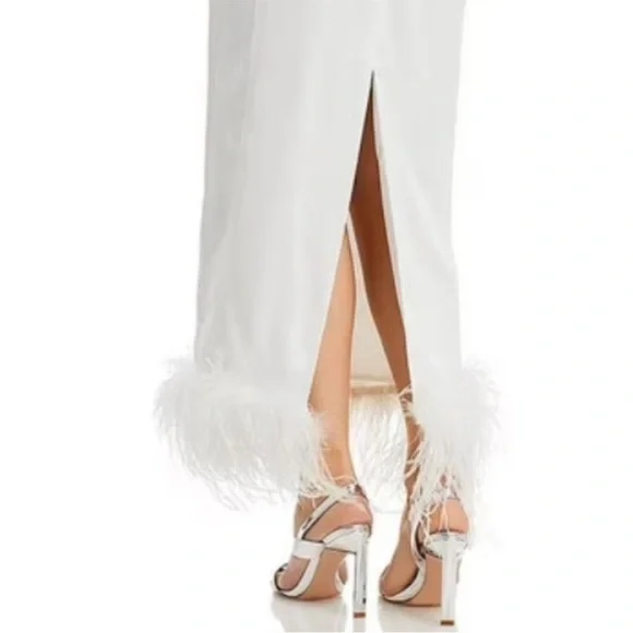 NWT Aqua x Maeve Bustier Feather Trim Dress Bloomingdale’s Bridal Size S… - Picture 6 of 8